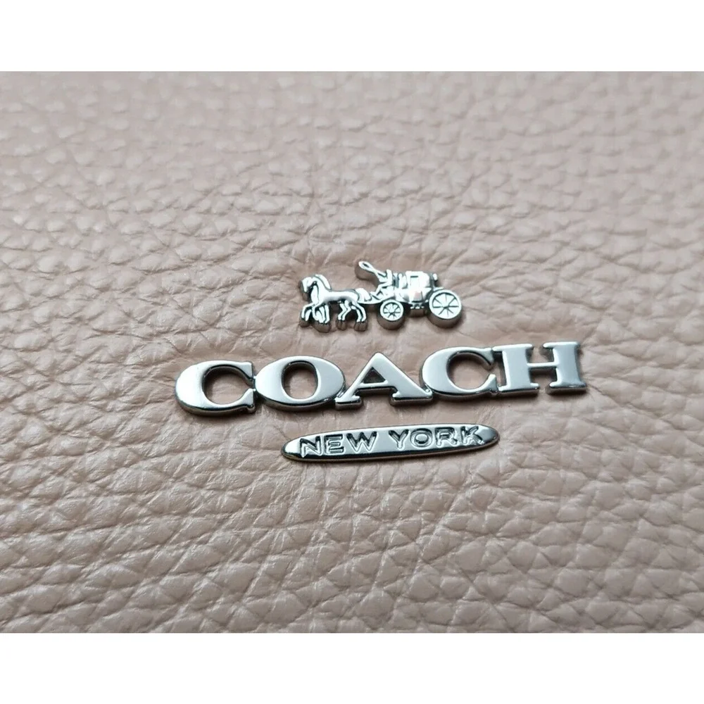 Coach Kristy Taupe Beige Pebble Leather Triple Compartment Shoulder Bag